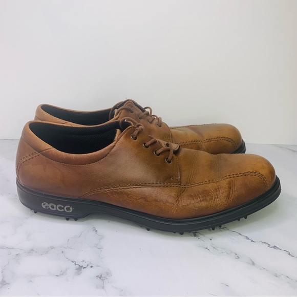 Ecco Shoes Ecco Brown Leather Golf Shoes Mens Size 2 46eu Lace Up